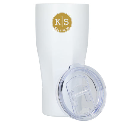 Front View of White Victor Recycled Vacuum Insulated Tumbler 20oz