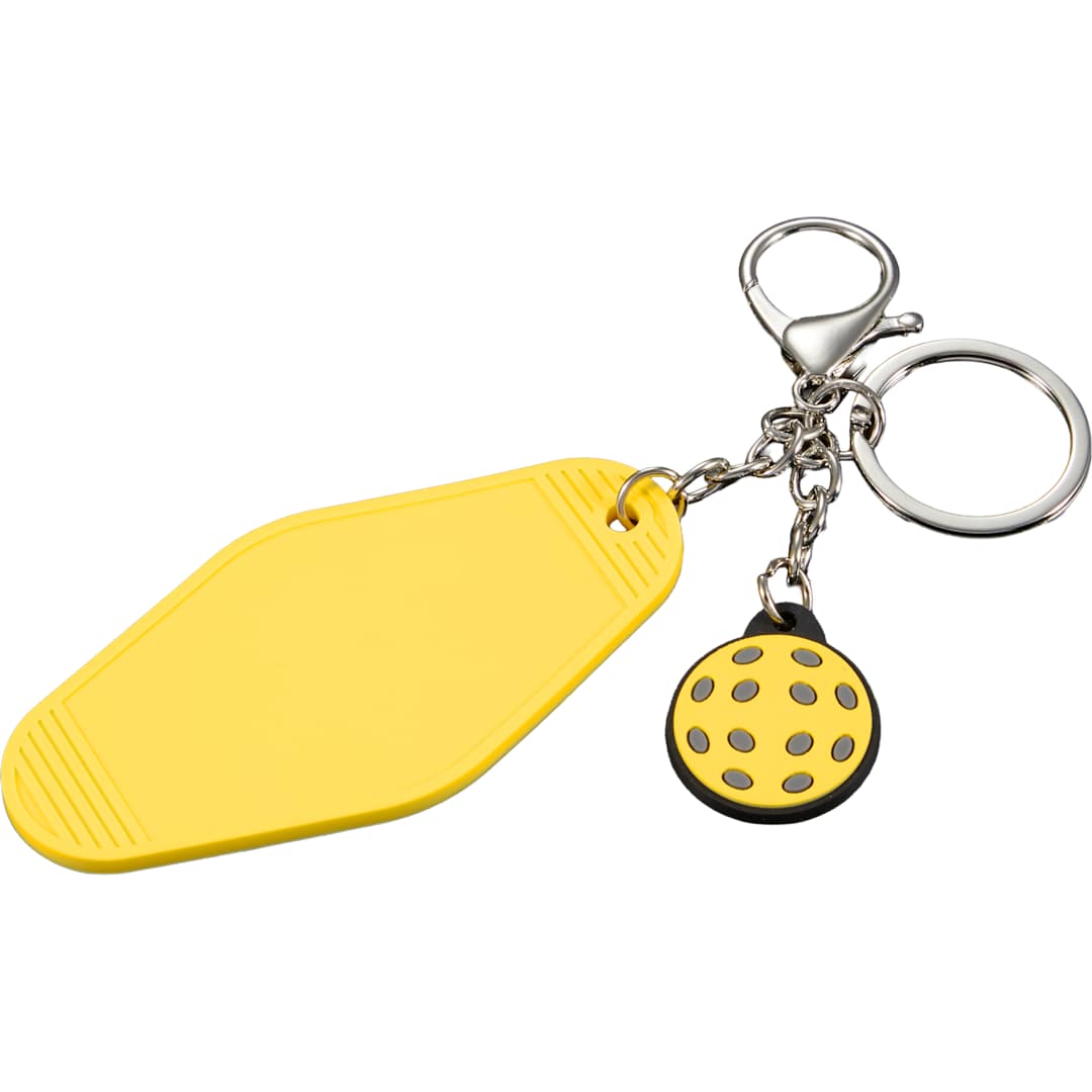 Front View of Yellow Pickleball Motel Keychain plain