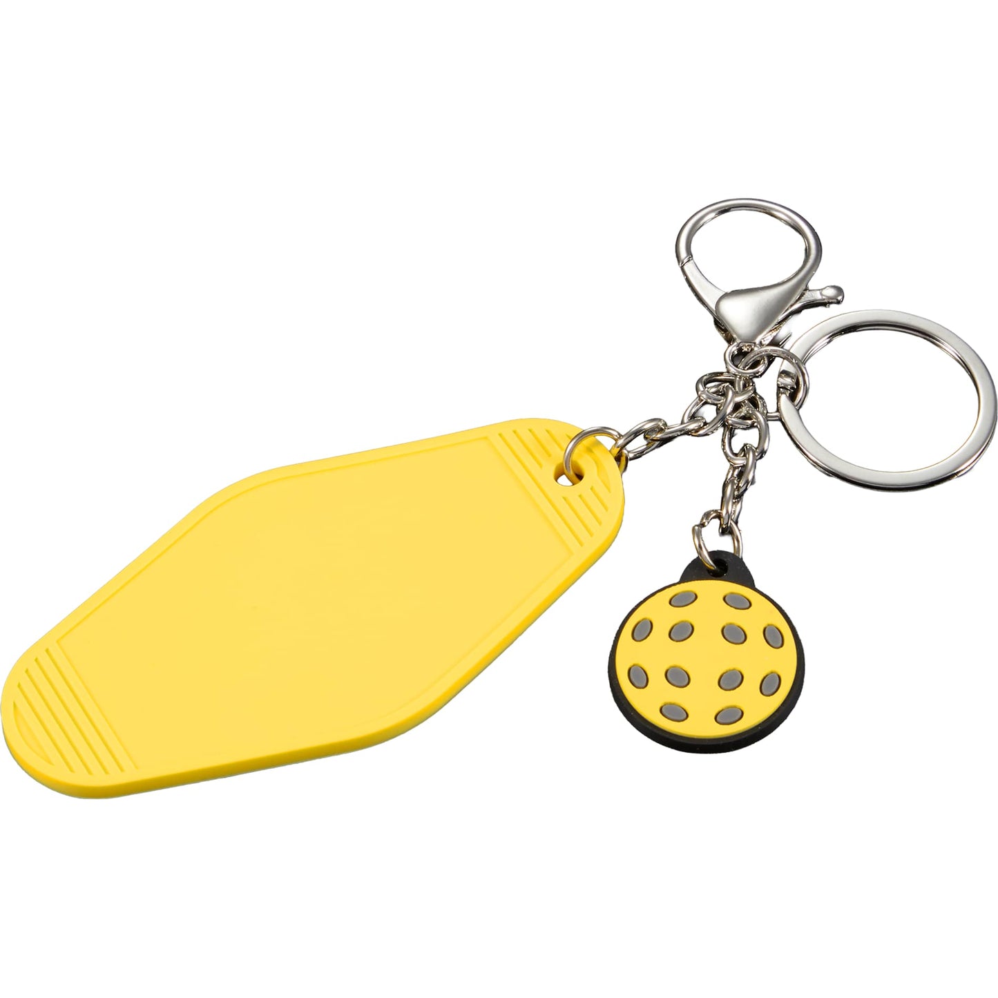 Front View of Yellow Pickleball Motel Keychain plain