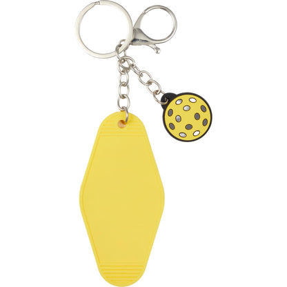 Front View of Yellow Pickleball Motel Keychain plain