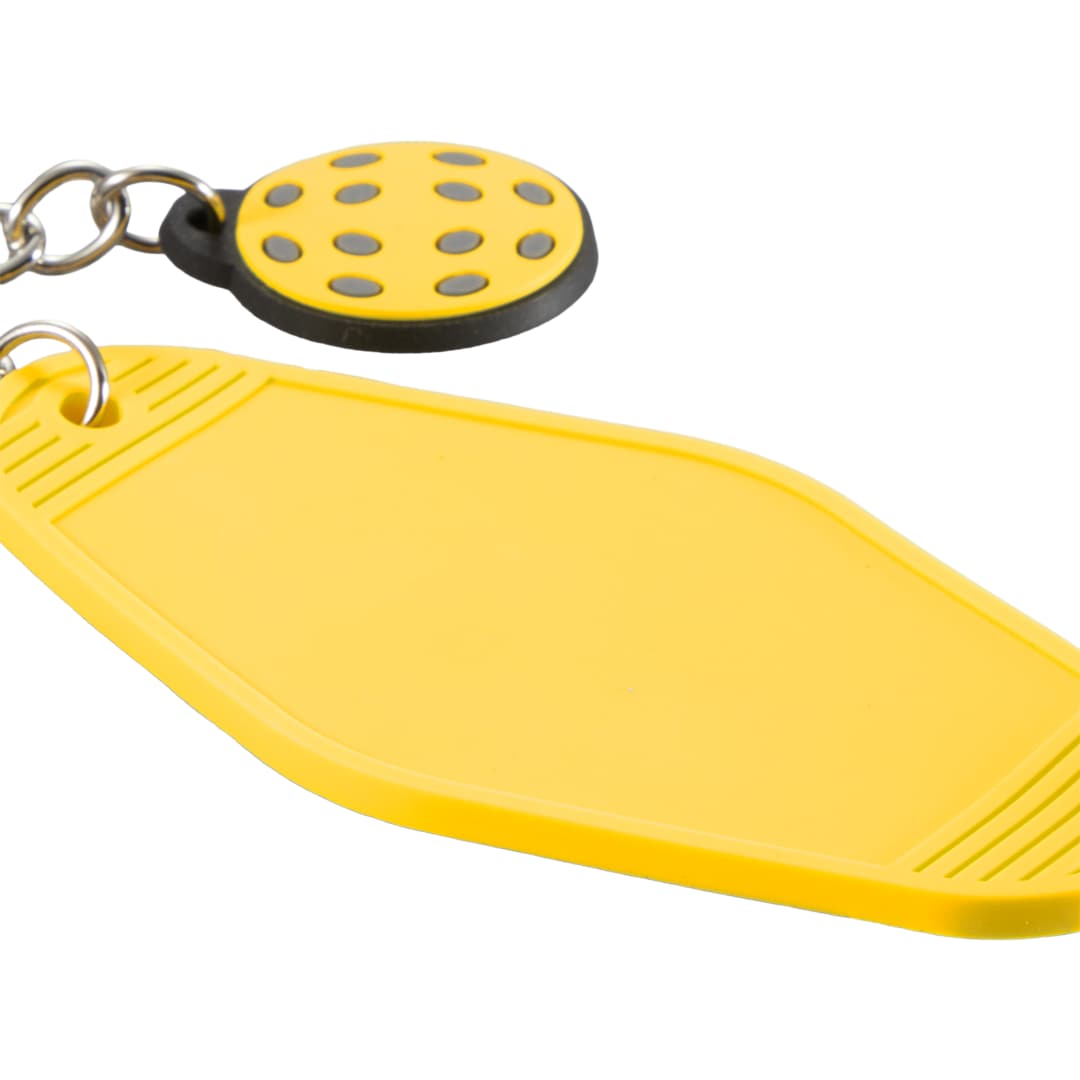 Front View of Yellow Pickleball Motel Keychain
