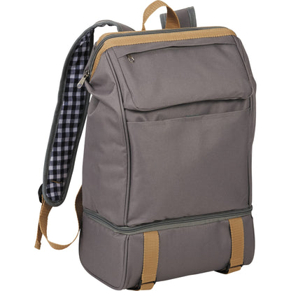 Gray Café Picnic Backpack for Two plain