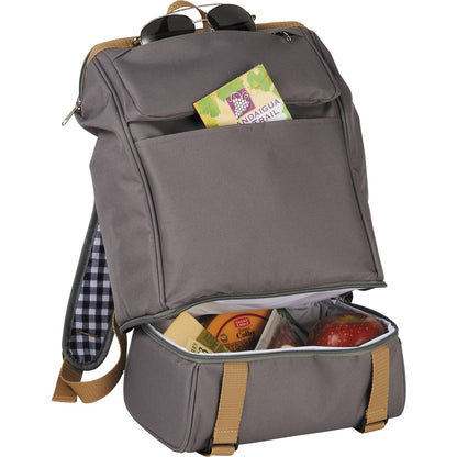 Gray Café Picnic Backpack for Two plain