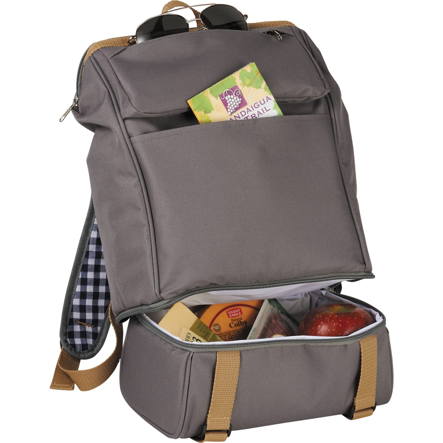 Gray Café Picnic Backpack for Two plain