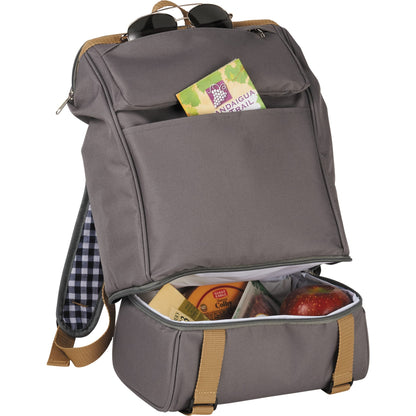 Gray Café Picnic Backpack for Two plain