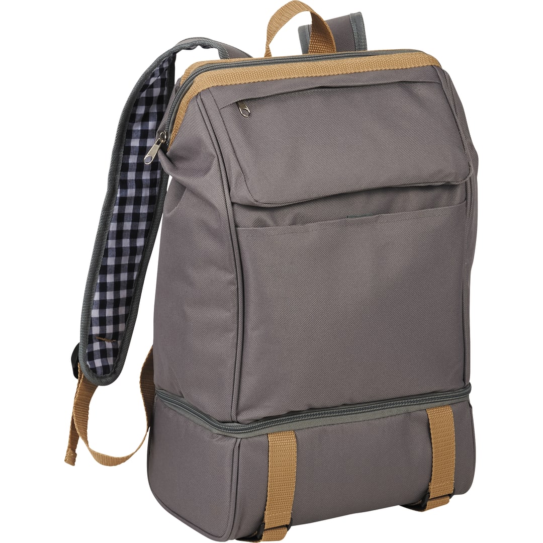 Gray Café Picnic Backpack for Two plain