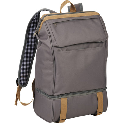 Gray Café Picnic Backpack for Two plain