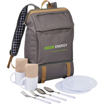 Gray Café Picnic Backpack for Two