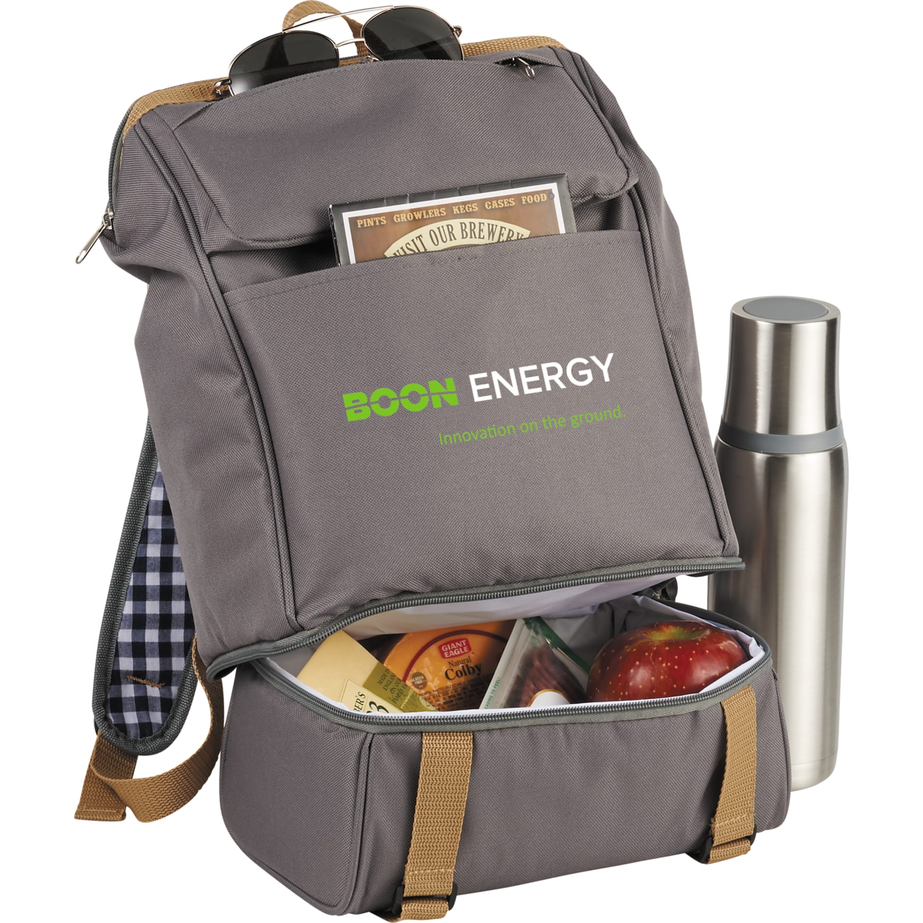Gray Café Picnic Backpack for Two