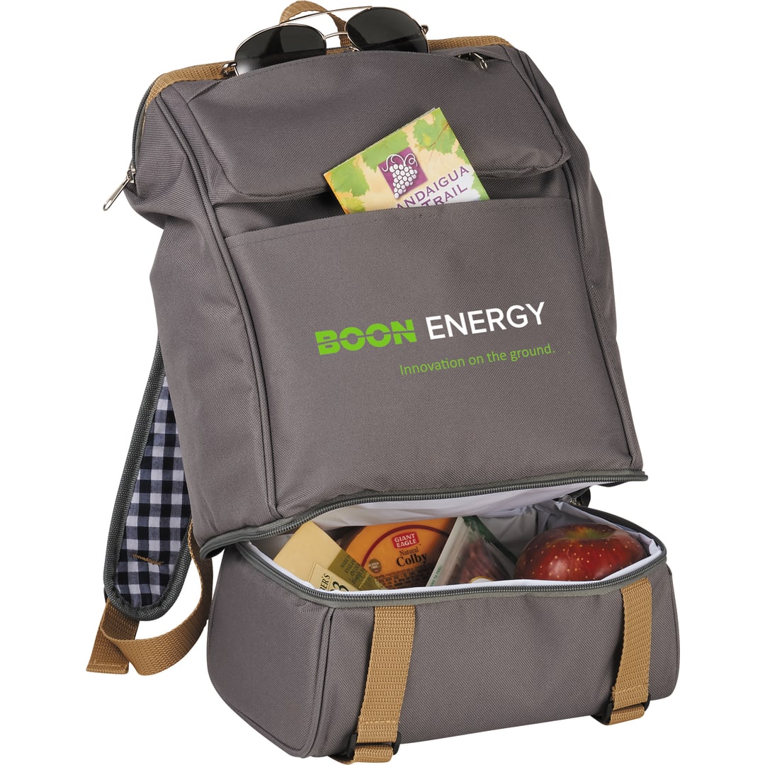 Gray Café Picnic Backpack for Two