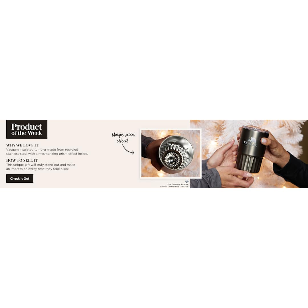 Gray Elite Geometry Recycled Stainless Tumbler 16oz