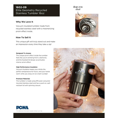 Gray Elite Geometry Recycled Stainless Tumbler 16oz
