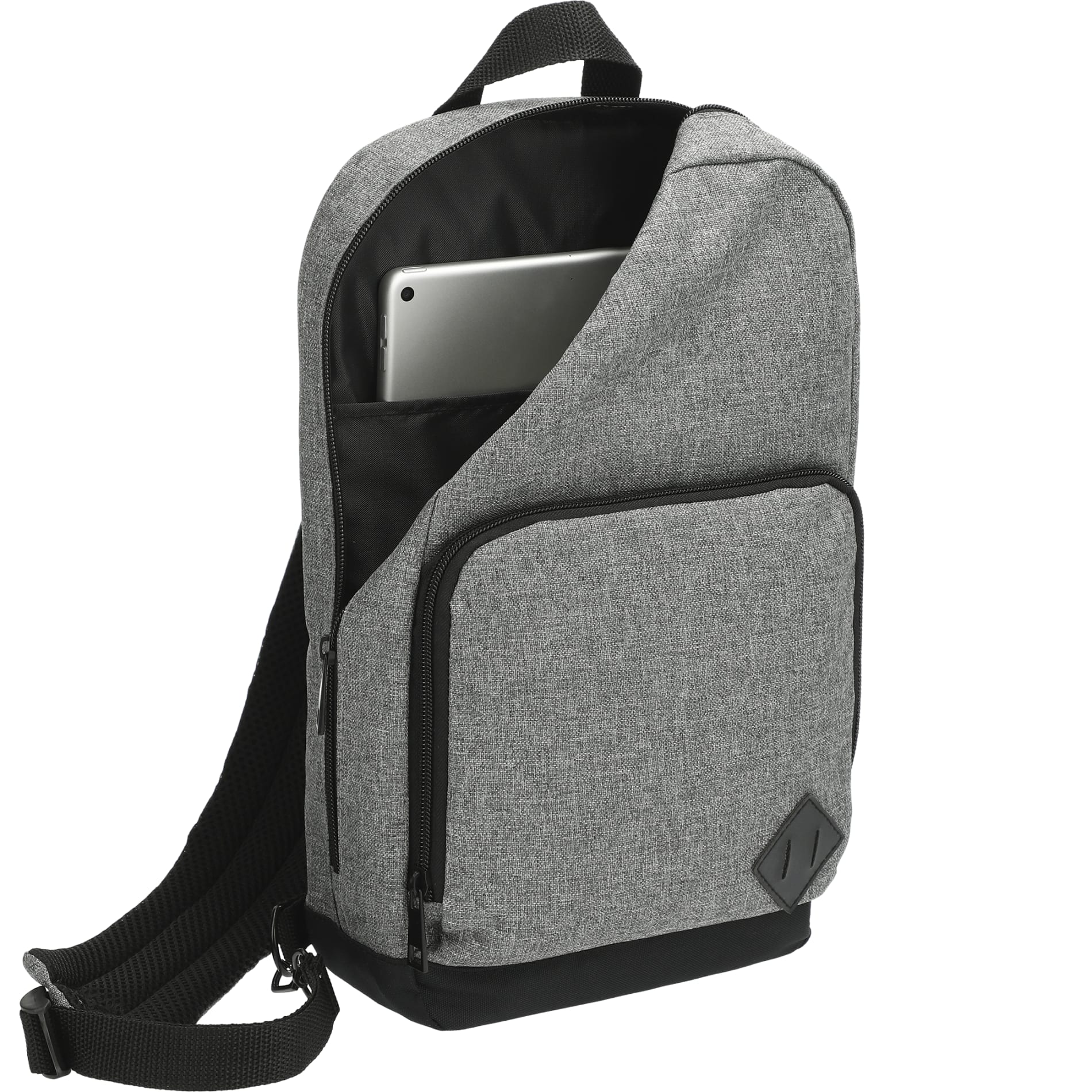 Gray Graphite Deluxe Recycled Sling Backpack plain