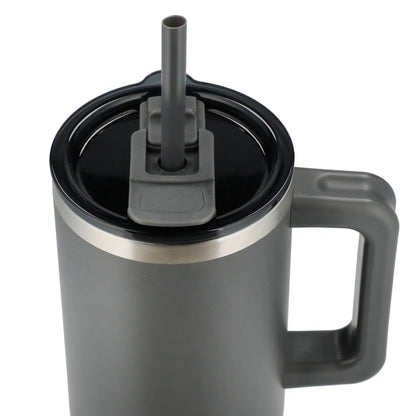 Gray Pinnacle Recycled Travel Tumbler with Straw 40oz plain