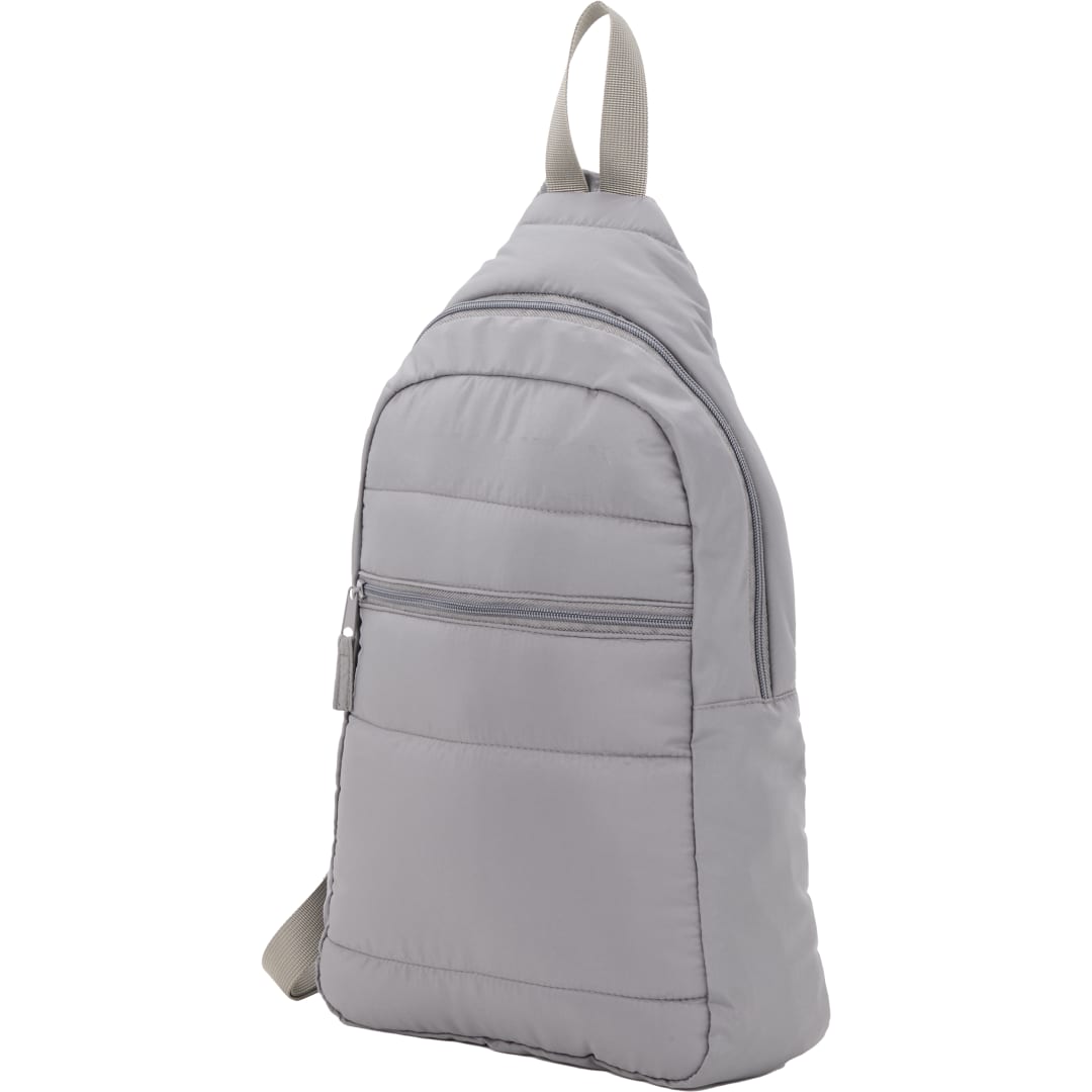 Gray Puffer Recycled Sling Backpack plain