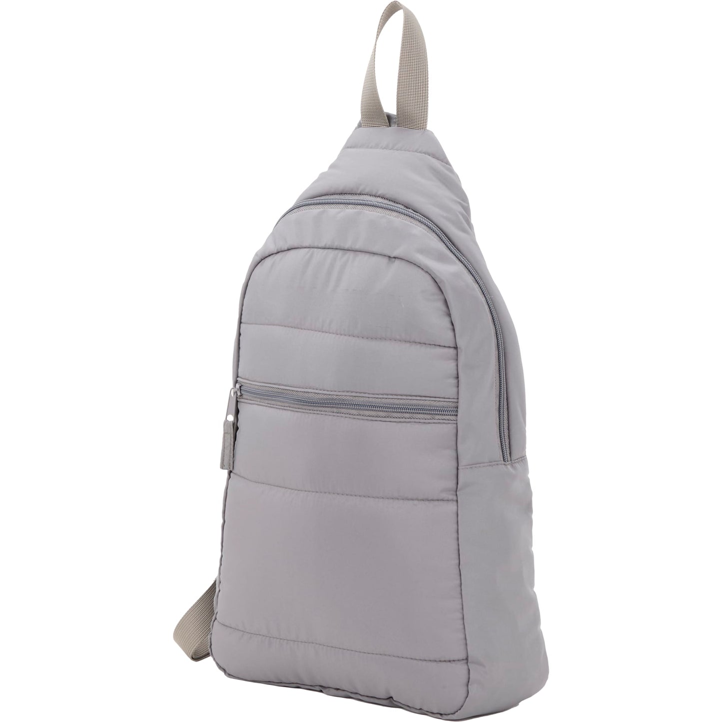 Gray Puffer Recycled Sling Backpack plain