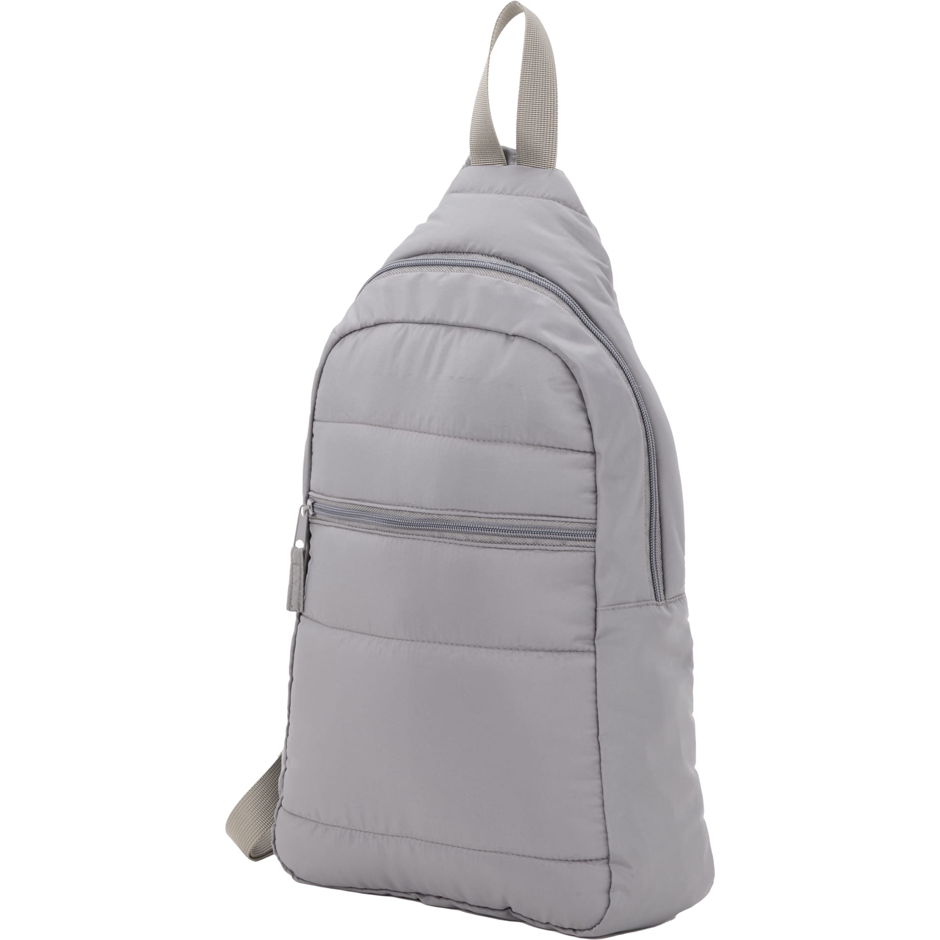 Gray Puffer Recycled Sling Backpack plain