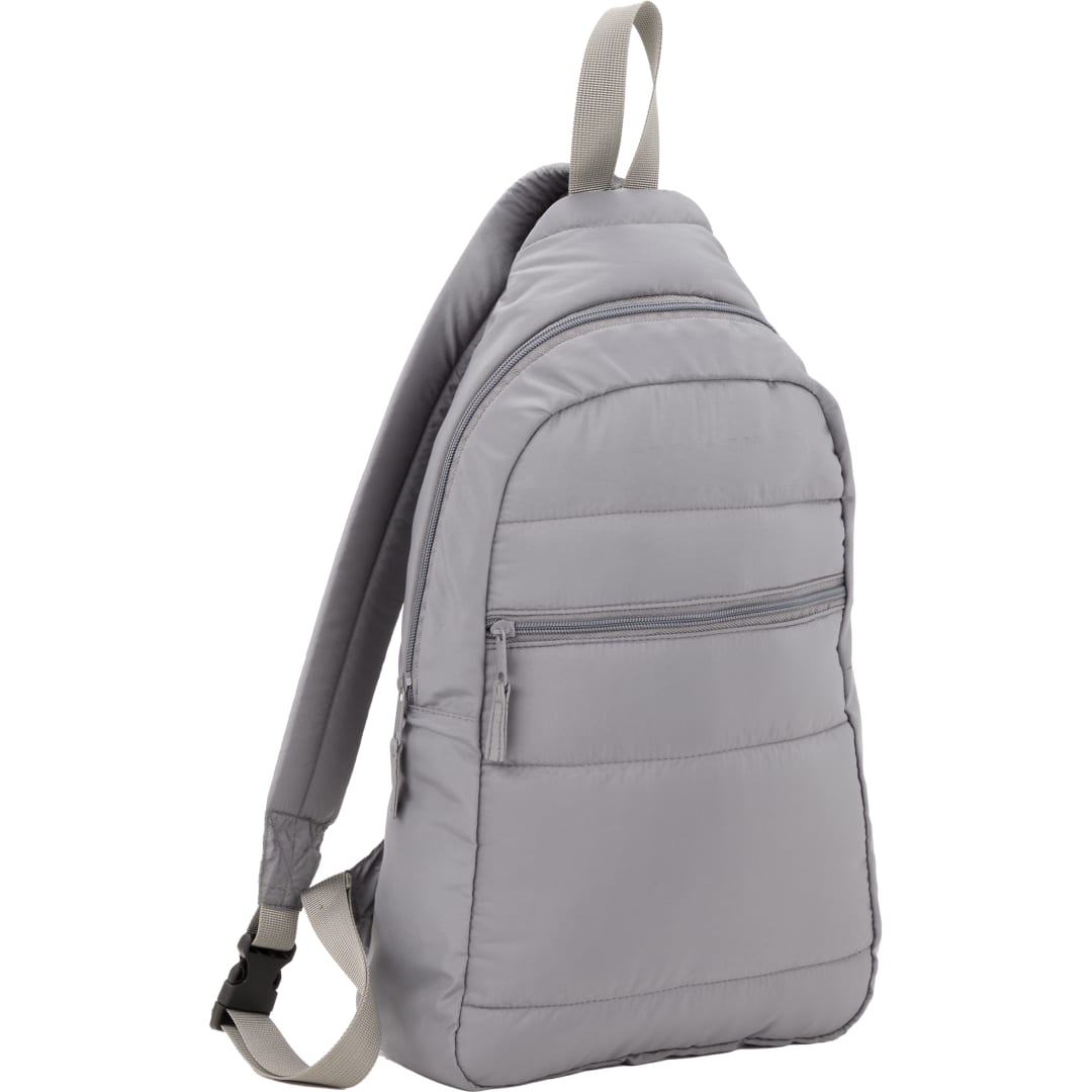 Gray Puffer Recycled Sling Backpack plain