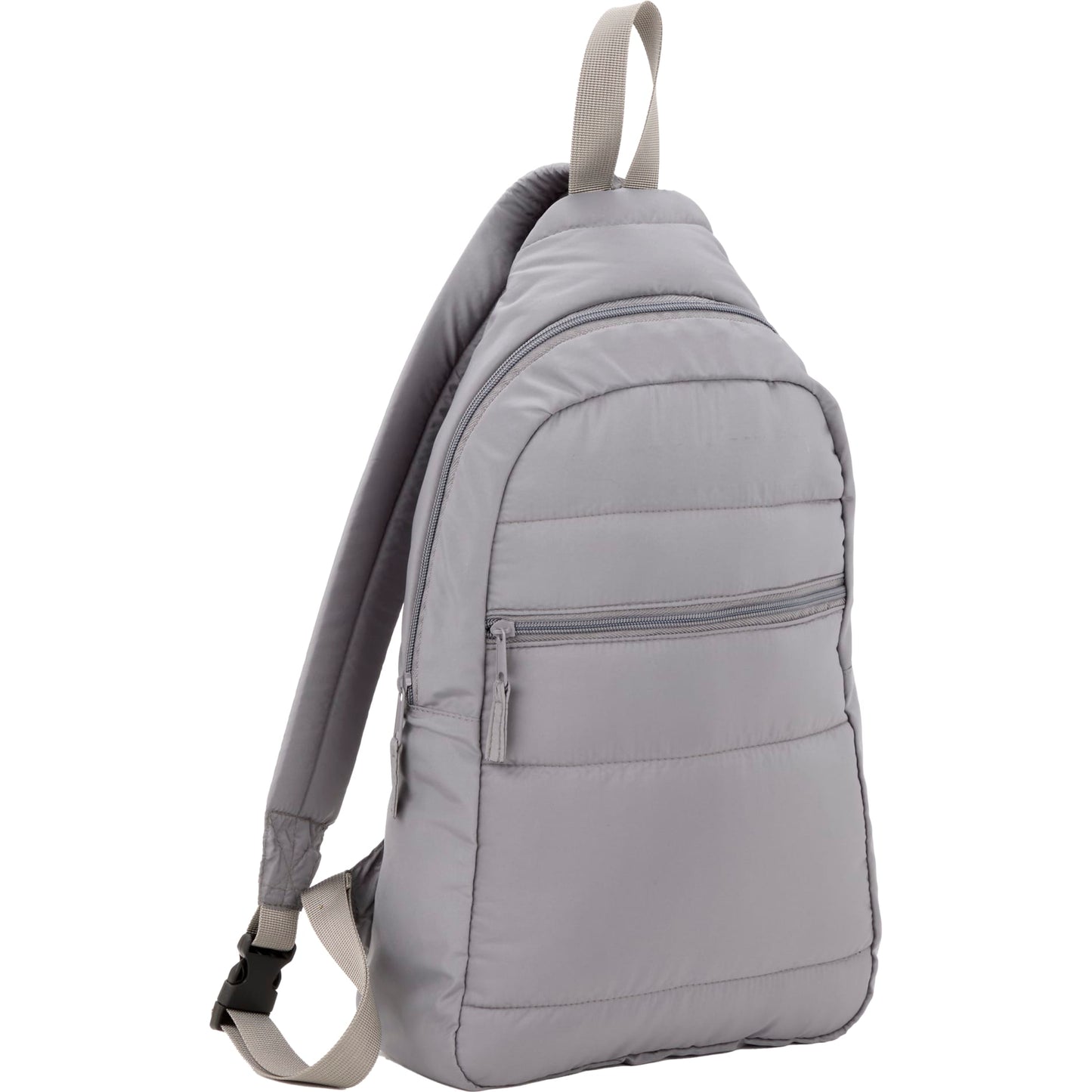 Gray Puffer Recycled Sling Backpack plain