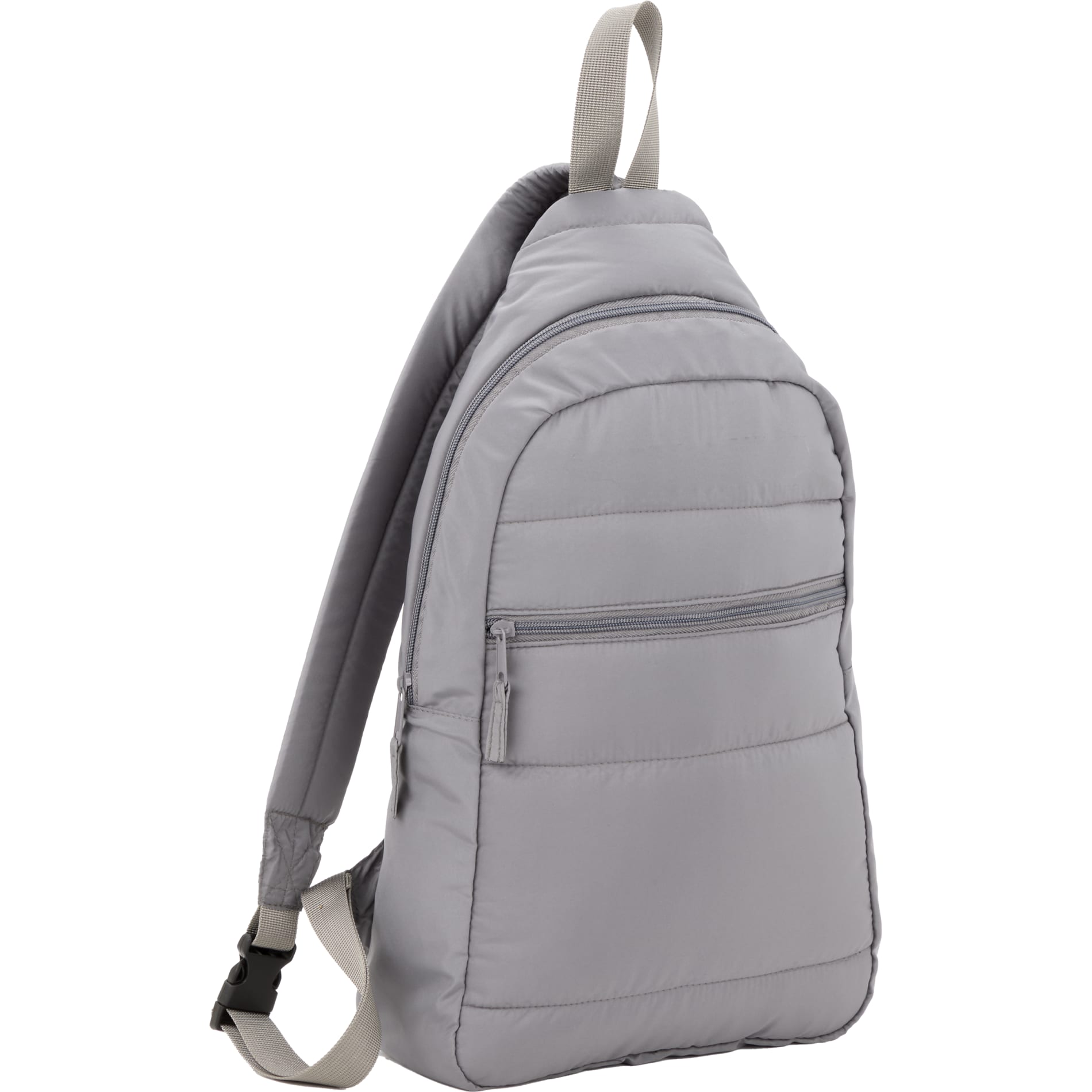 Gray Puffer Recycled Sling Backpack plain