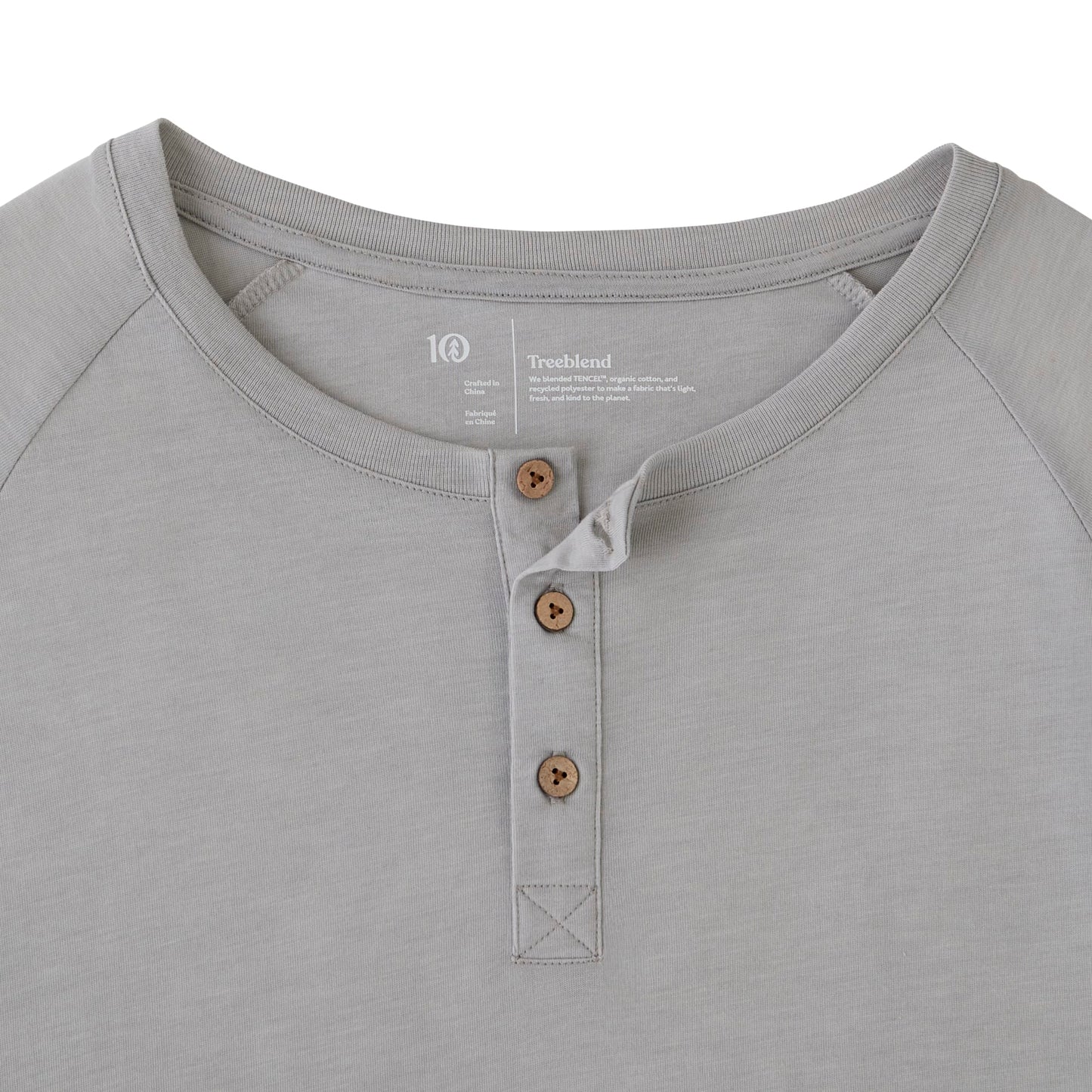 Gray tentree TreeBlend Classic Henley Longsleeve - Men's plain