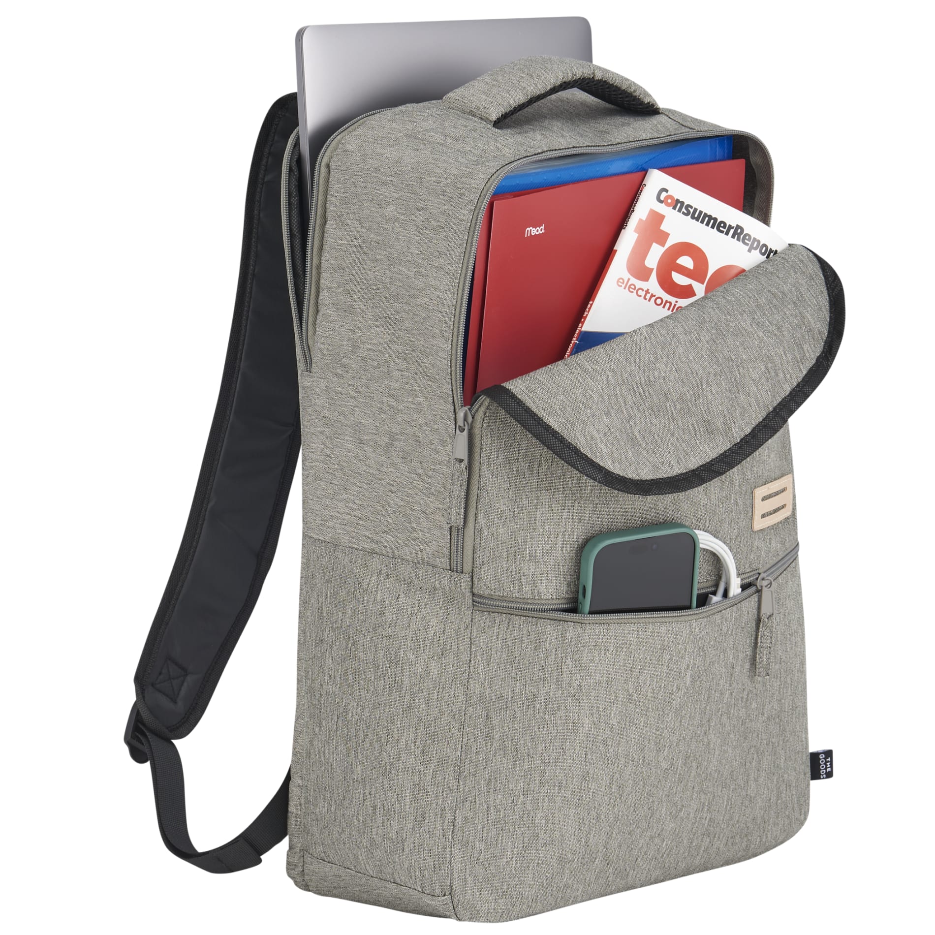 Gray THE GOODS™ Recycled 17" Laptop Backpack plain