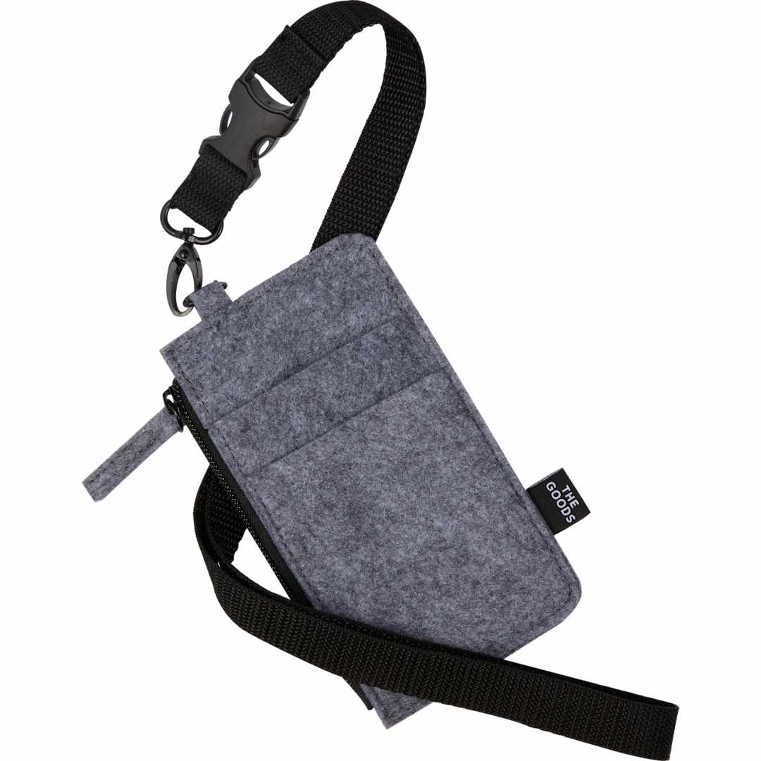 Gray THE GOODS™ Recycled Felt Lanyard Wallet plain