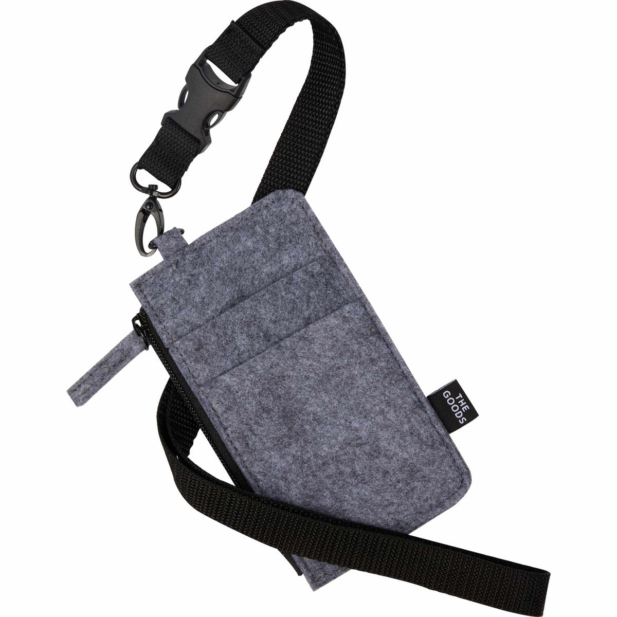 Gray THE GOODS™ Recycled Felt Lanyard Wallet plain