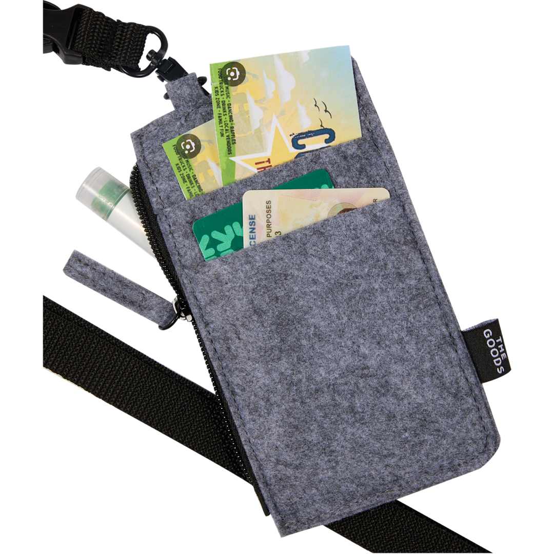 Gray THE GOODS™ Recycled Felt Lanyard Wallet plain