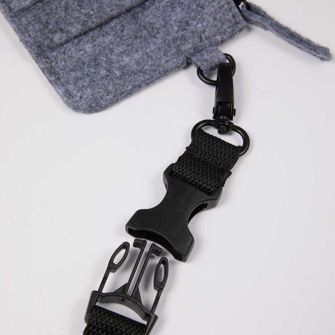 Gray THE GOODS™ Recycled Felt Lanyard Wallet