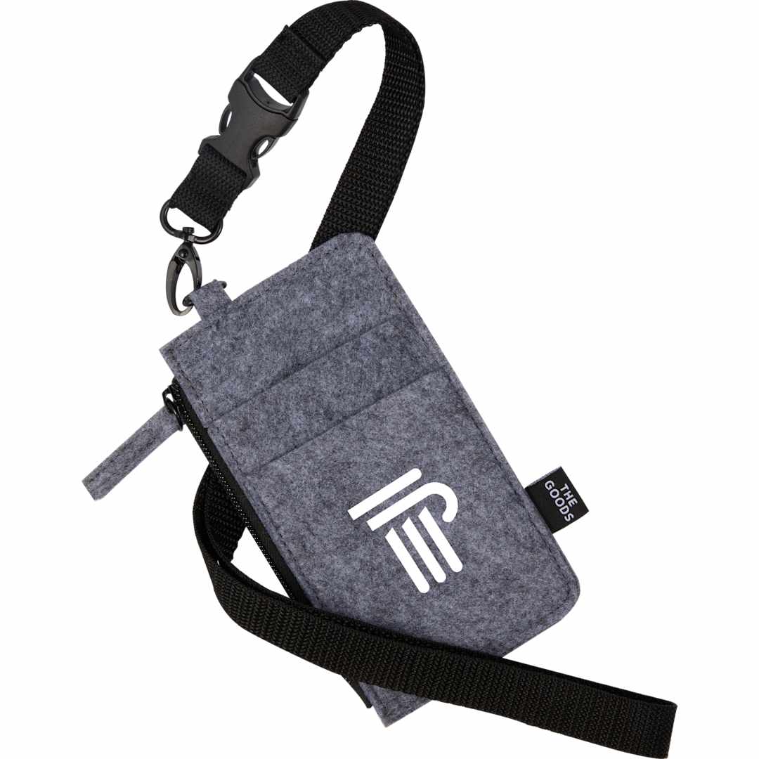 Gray THE GOODS™ Recycled Felt Lanyard Wallet