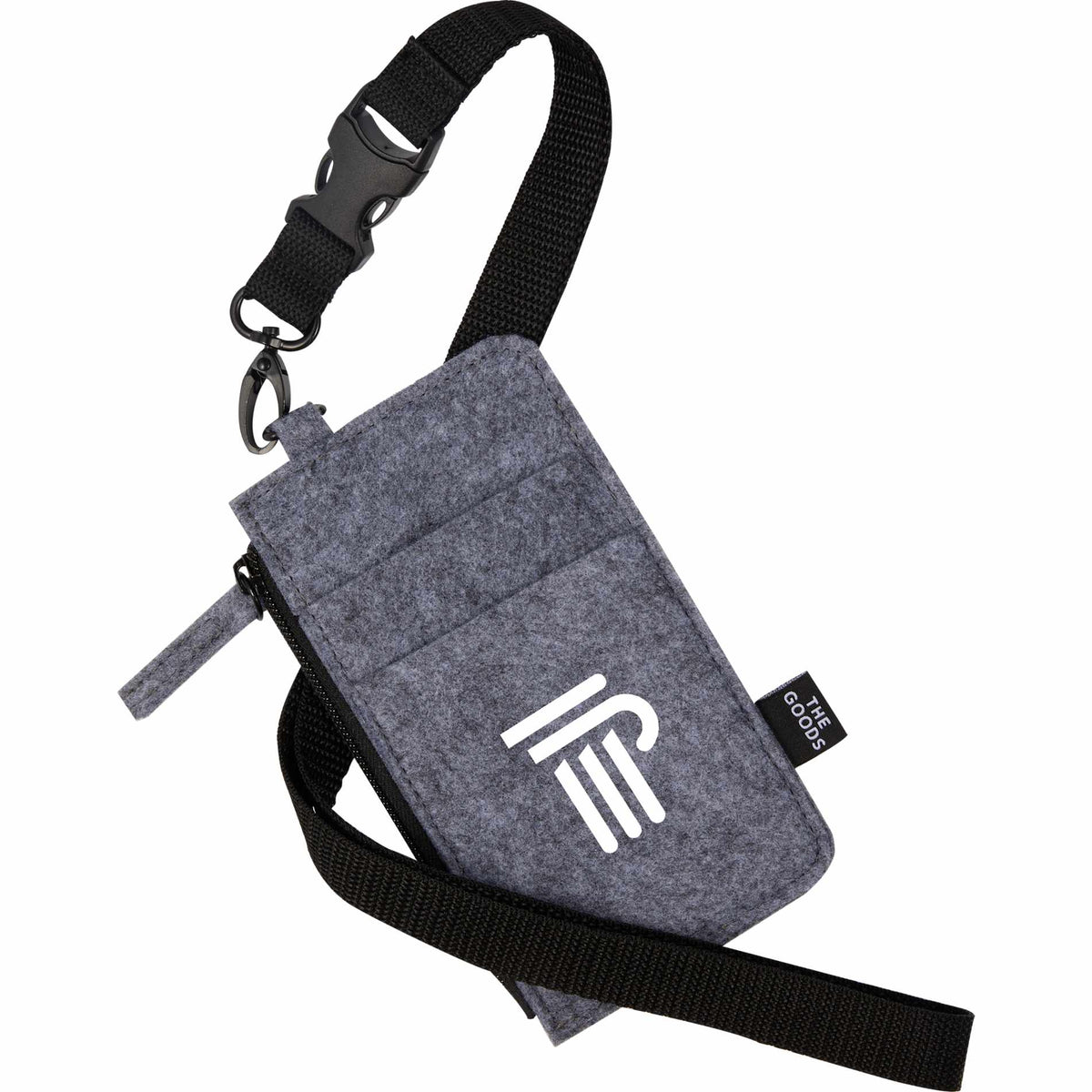 Gray THE GOODS™ Recycled Felt Lanyard Wallet