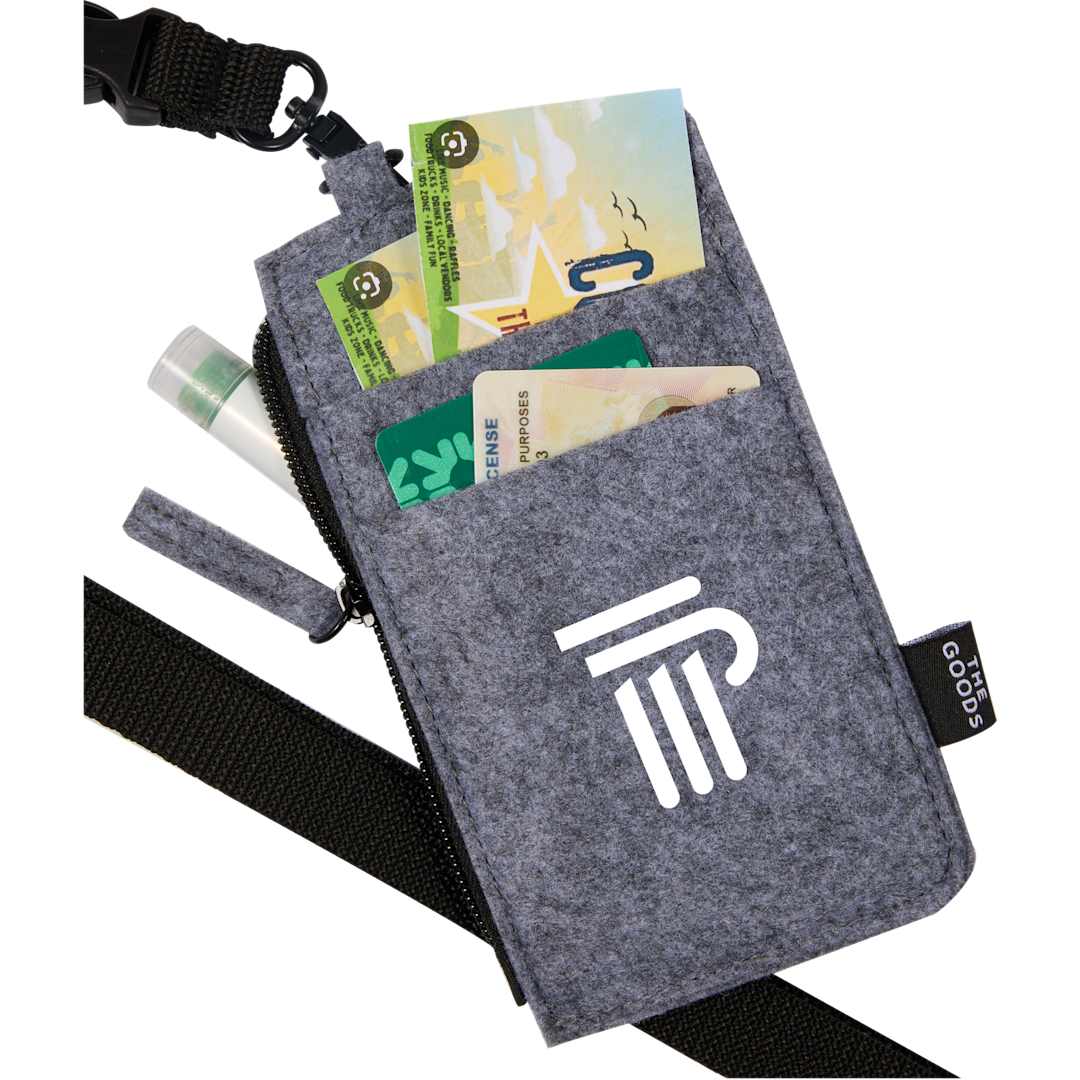 Gray THE GOODS™ Recycled Felt Lanyard Wallet