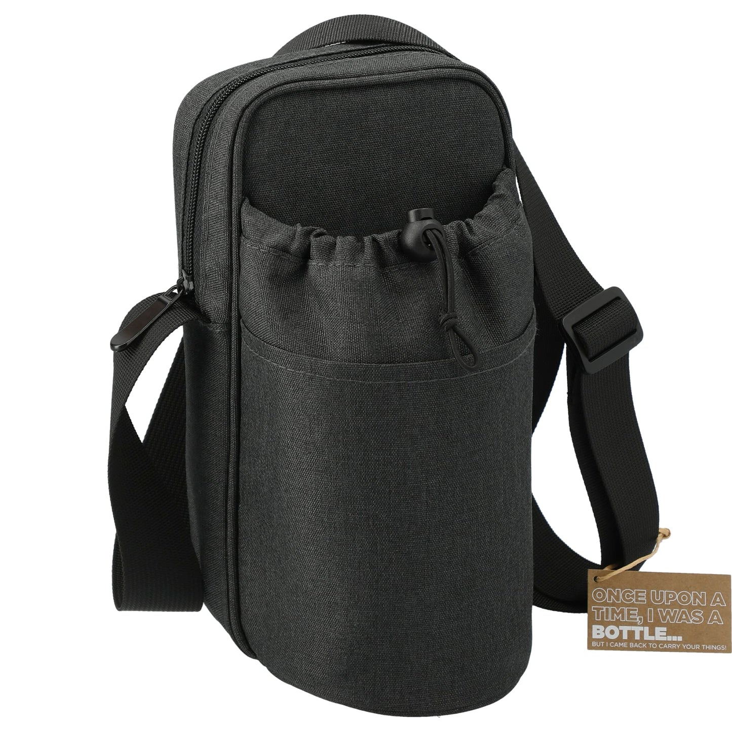 Gray Traver RPET Adjustable Bottle Sling Cooler w/Pouch plain