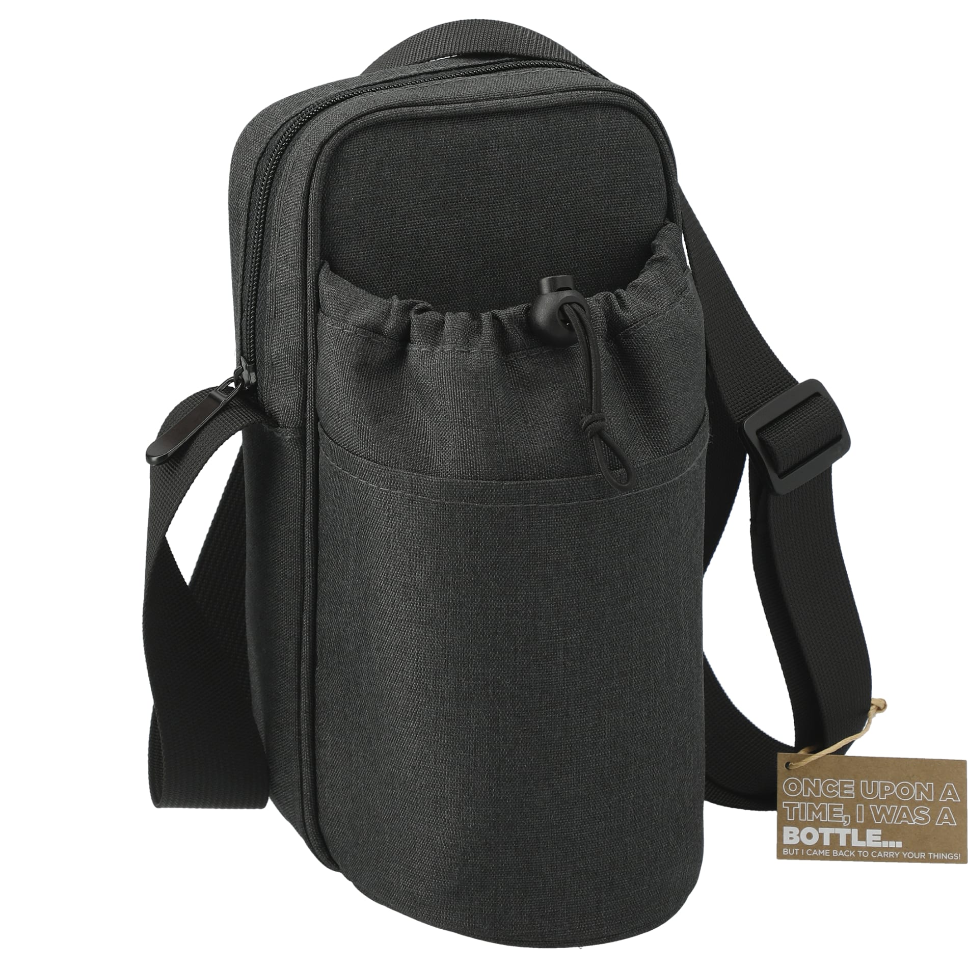 Gray Traver RPET Adjustable Bottle Sling Cooler w/Pouch plain