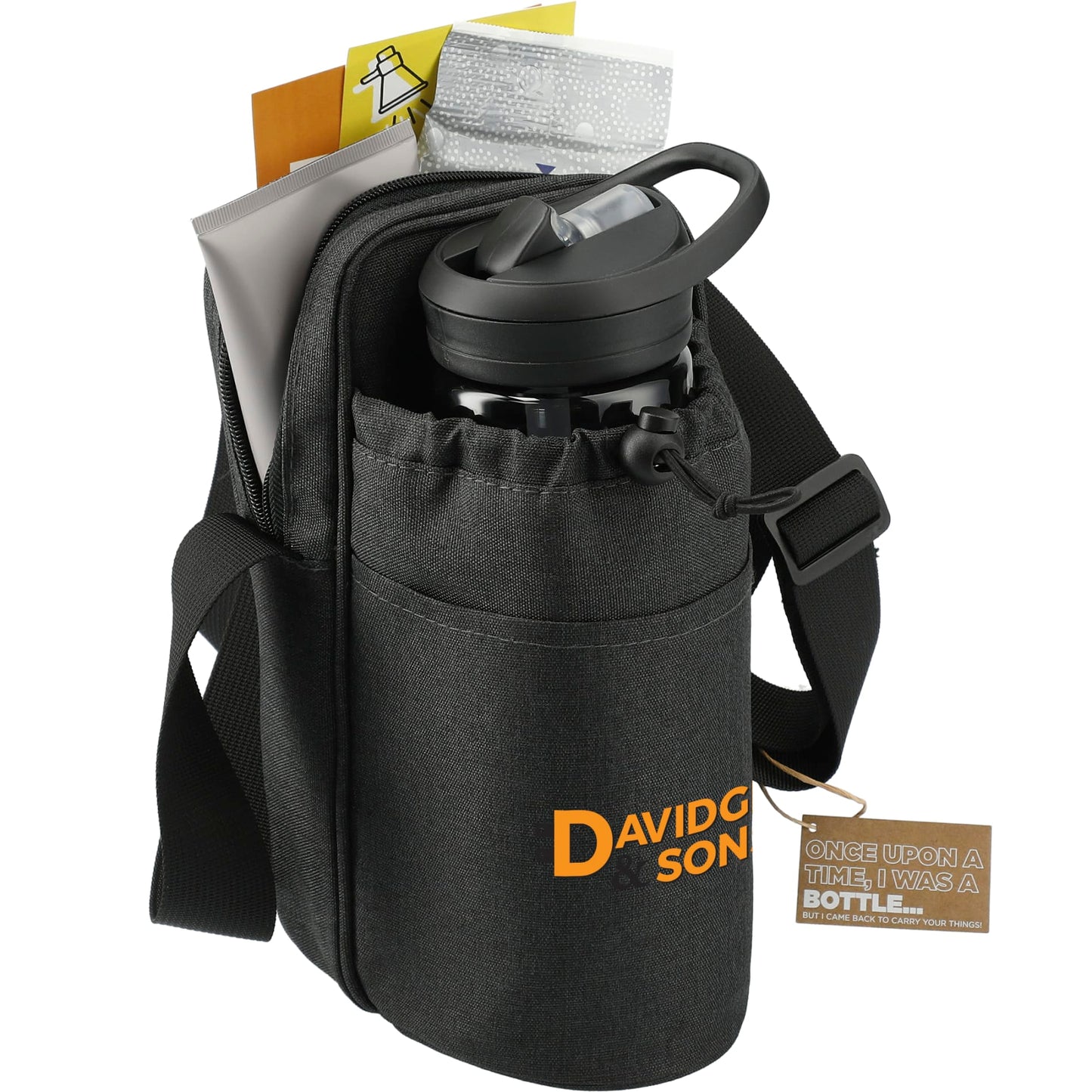Gray Traver RPET Adjustable Bottle Sling Cooler w/Pouch