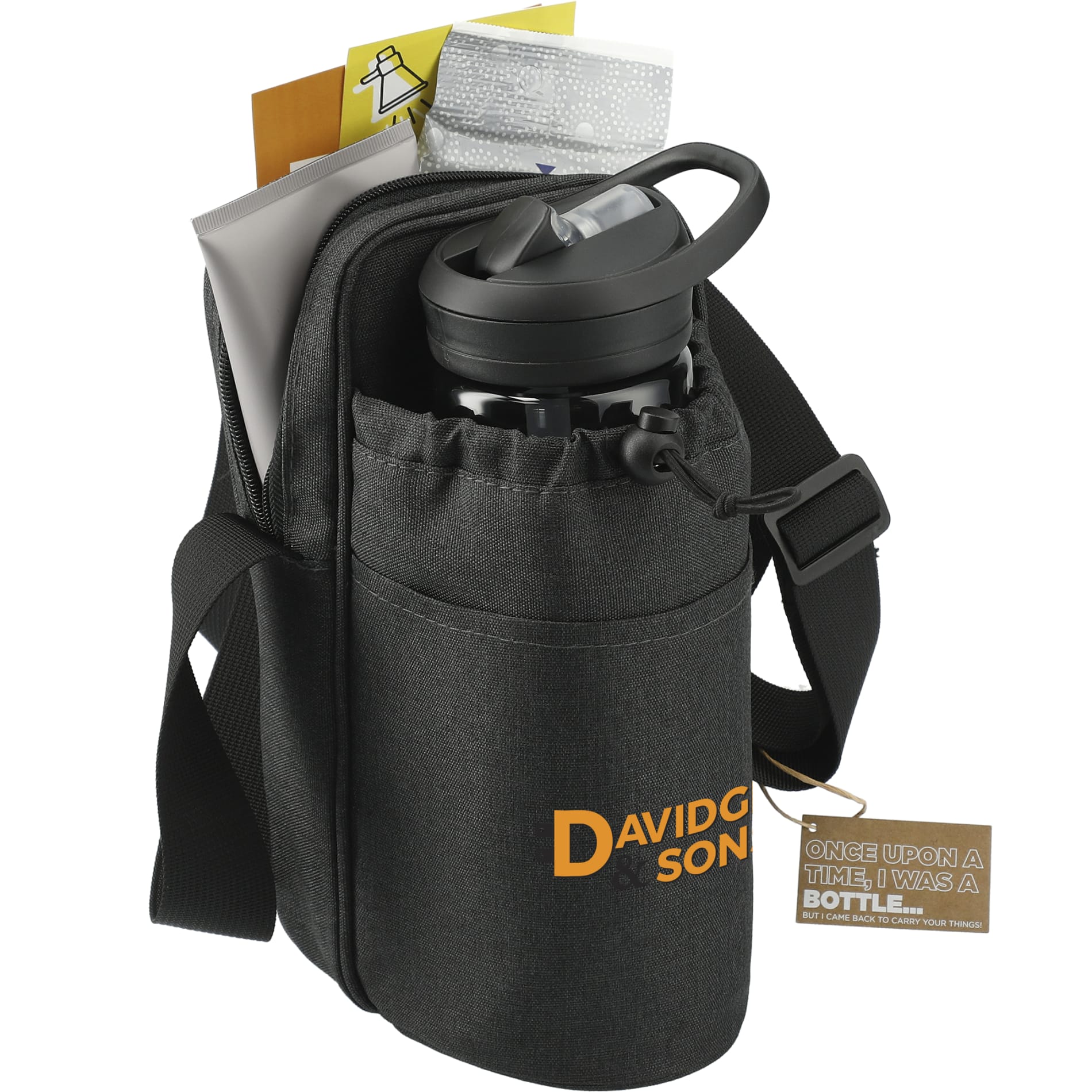 Gray Traver RPET Adjustable Bottle Sling Cooler w/Pouch