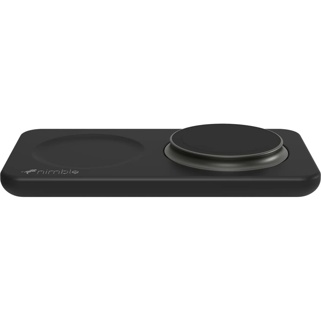 Left View of Black Nimble Podium 2-in-1 Wireless Charging Stand