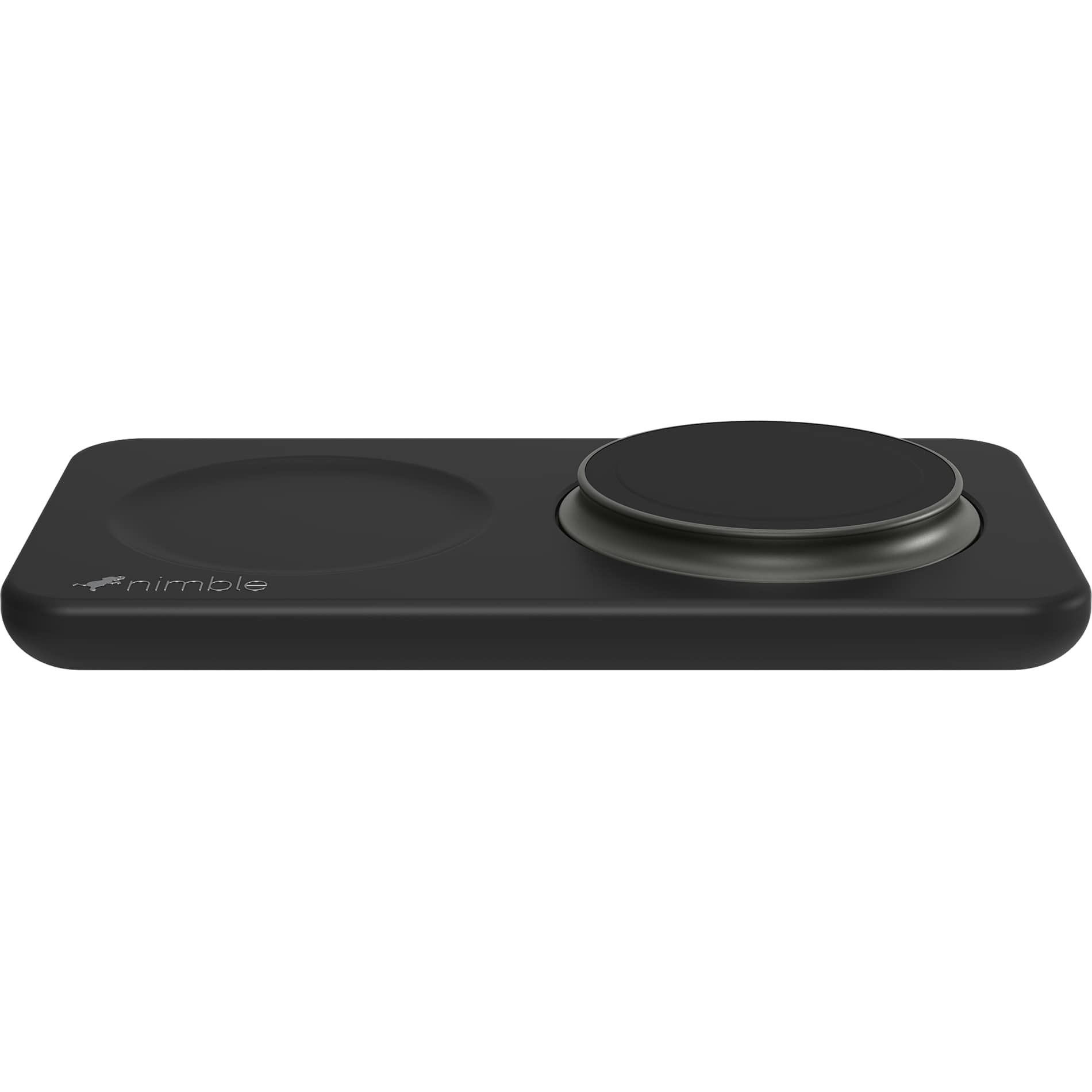 Left View of Black Nimble Podium 2-in-1 Wireless Charging Stand