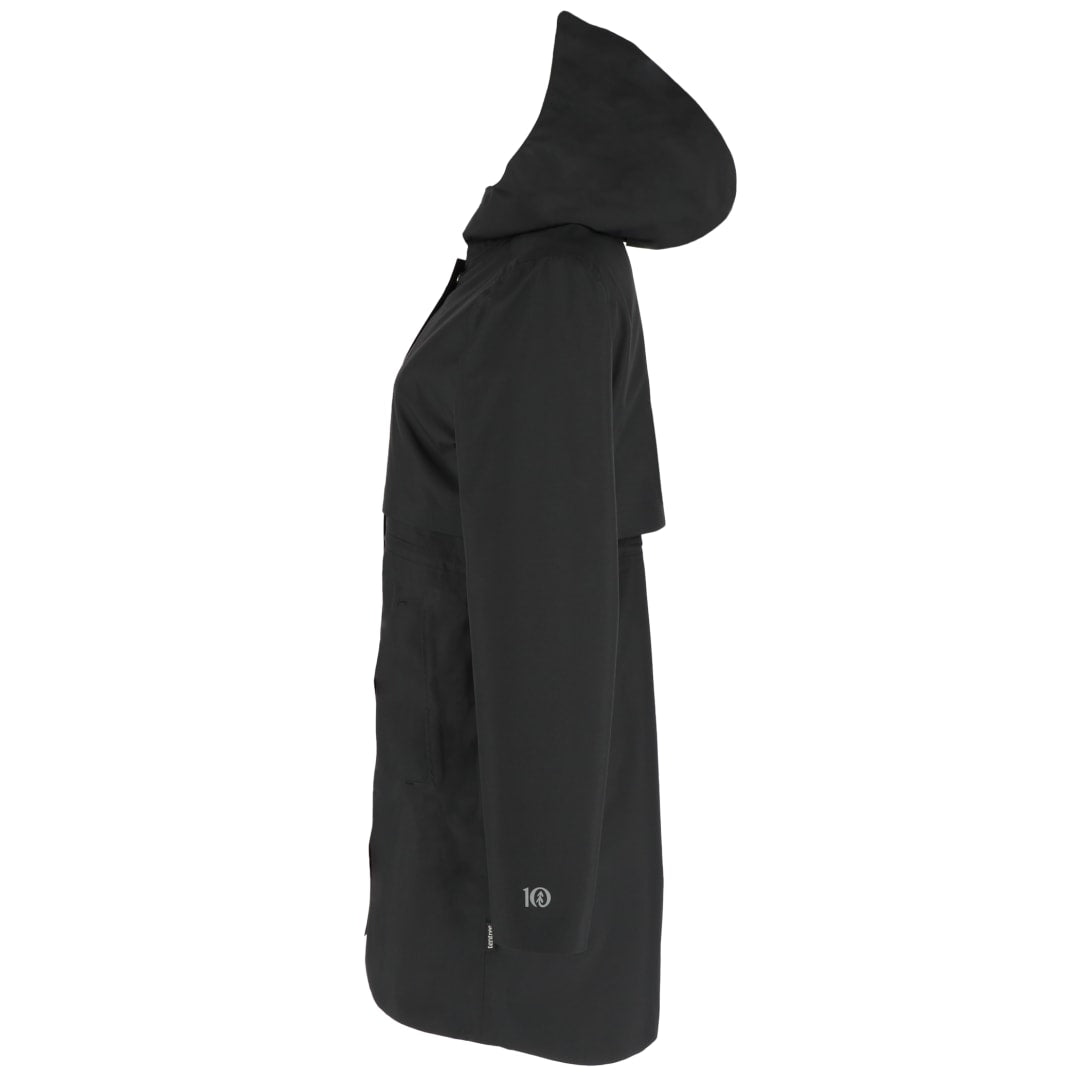 Left View of Black tentree Nimbus Long Rain Jacket - Women's plain