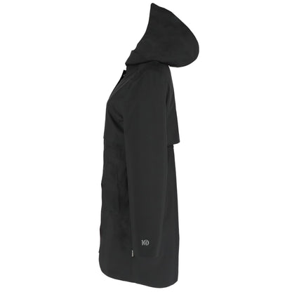 Left View of Black tentree Nimbus Long Rain Jacket - Women's plain