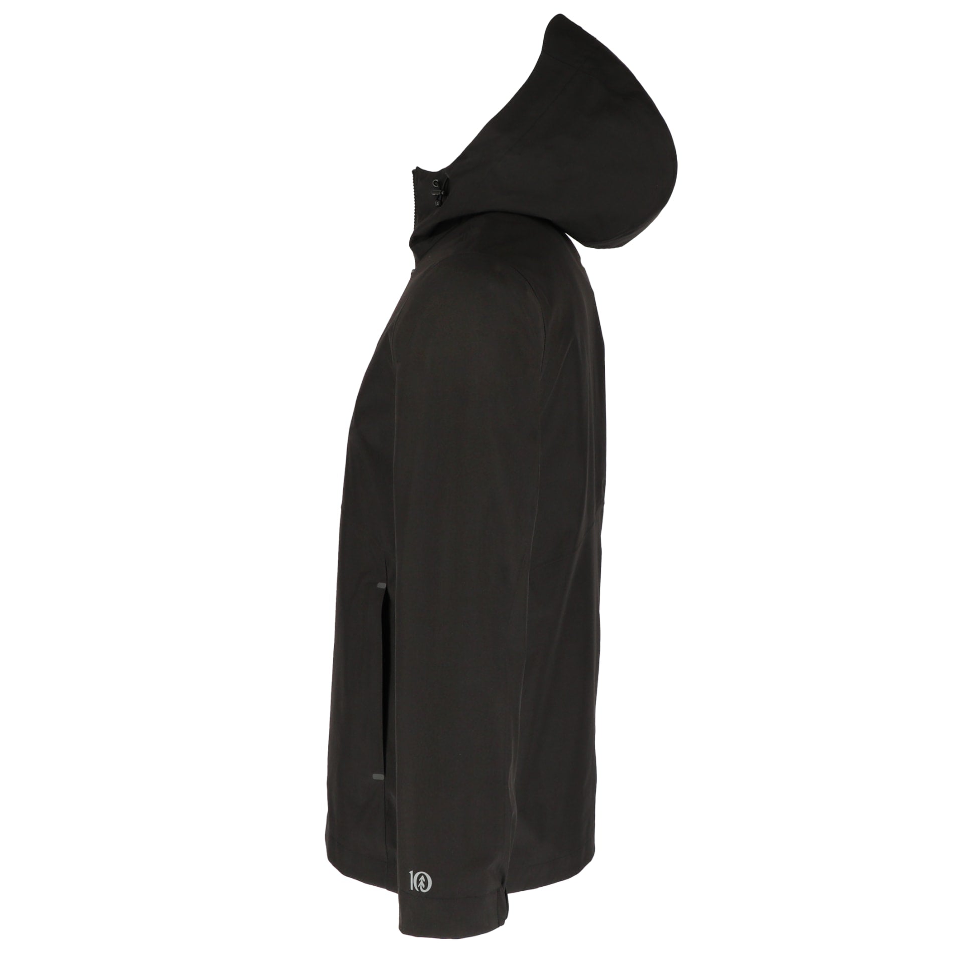 Left View of Black tentree Nimbus Rain Jacket - Men's plain