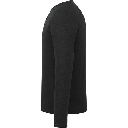 Left View of Black tentree TreeBlend Classic Henley Longsleeve - Men's plain