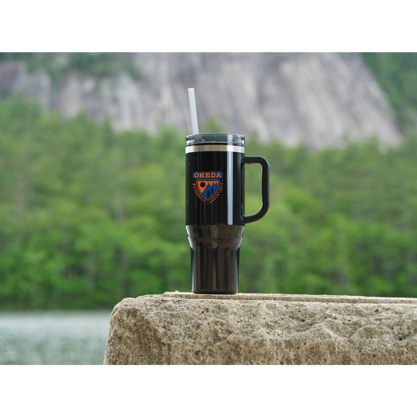 Left View of Black Thor 40oz Straw Tumbler