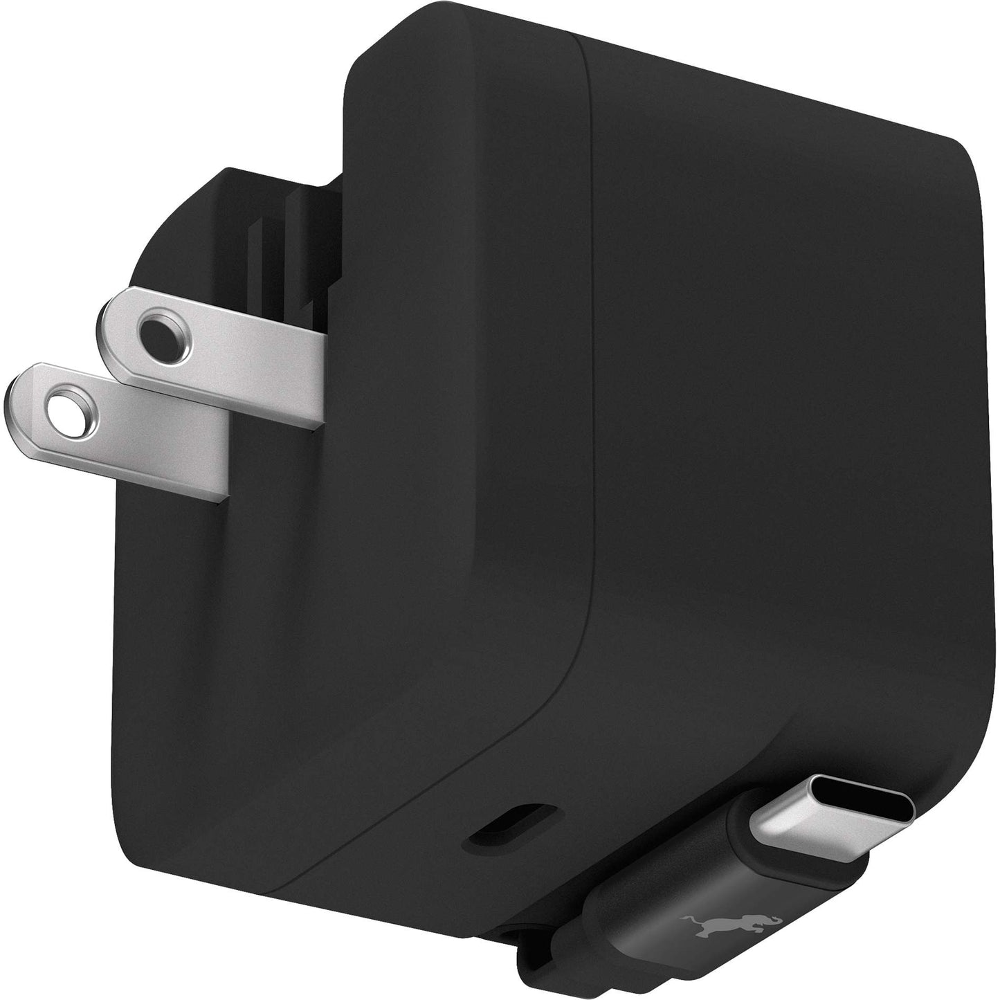 Left View of Black Wally Stretch 35 Wall Charger with cable