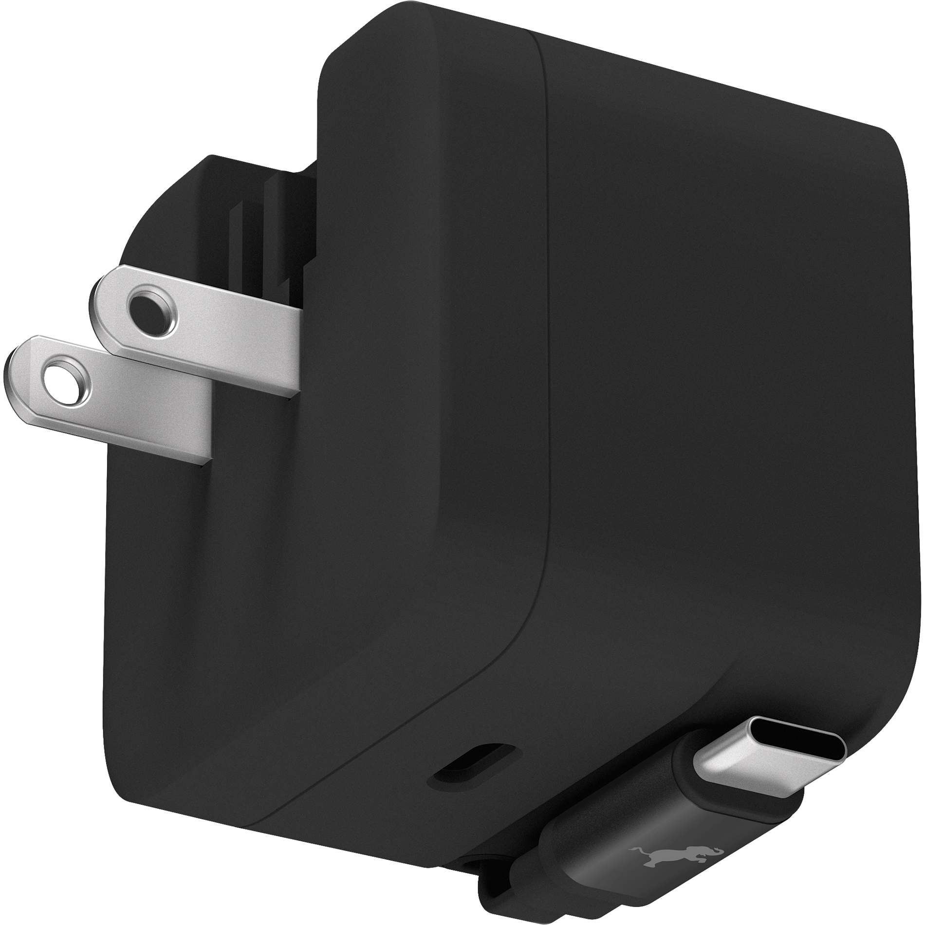 Left View of Black Wally Stretch 35 Wall Charger with cable