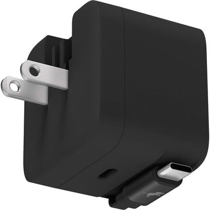 Left View of Black Wally Stretch 35 Wall Charger with cable