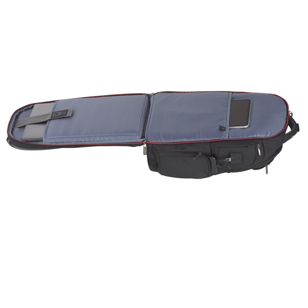 Left View of Black Wenger Odyssey TSA Recycled 17" Computer Backpack