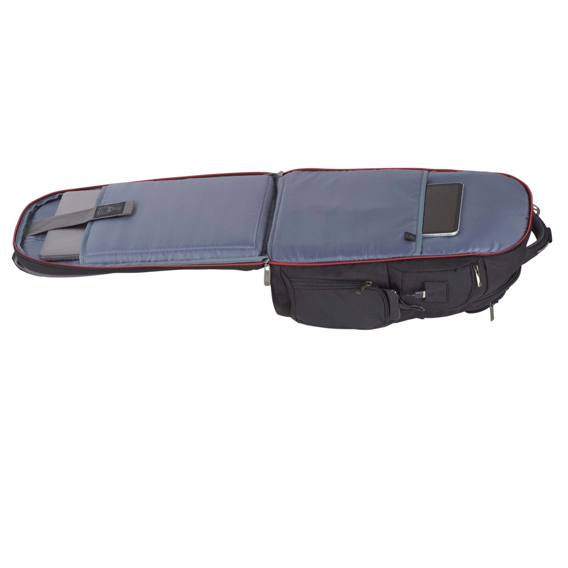 Left View of Black Wenger Odyssey TSA Recycled 17" Computer Backpack