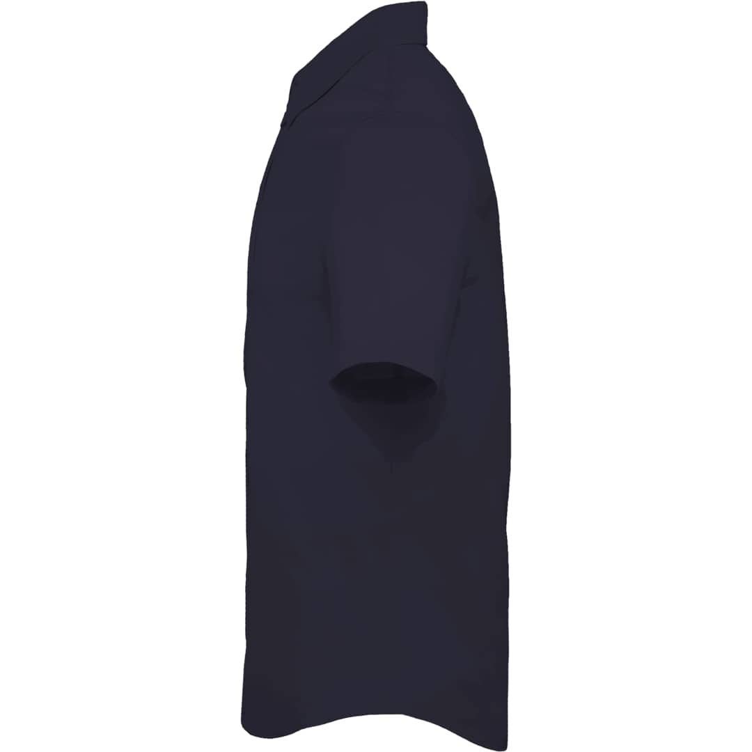 Left View of Blue TATRA Eco Short Sleeve Knit Shirt - Men's plain